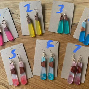 MUST GO--All resin/wood earrings now $8 with only 4.99 shipping!